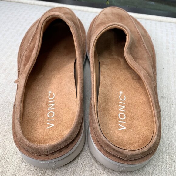 Vionic Mens Size 10.5 W Tan Uptown Clog Suede Slip-On Mules Casual Shoes - Picture 3 of 7